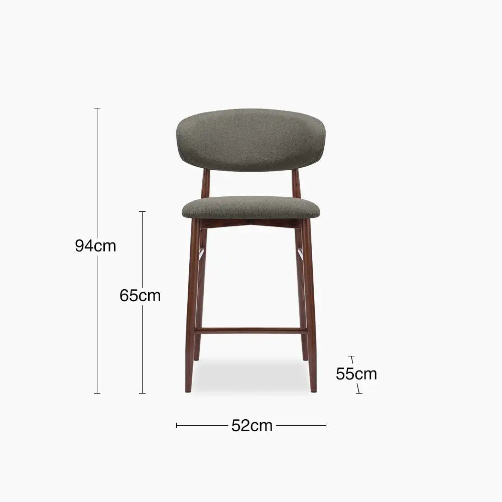 Halston Kitchen Stool | Speckled Grey Sustainable Fabric & Walnut