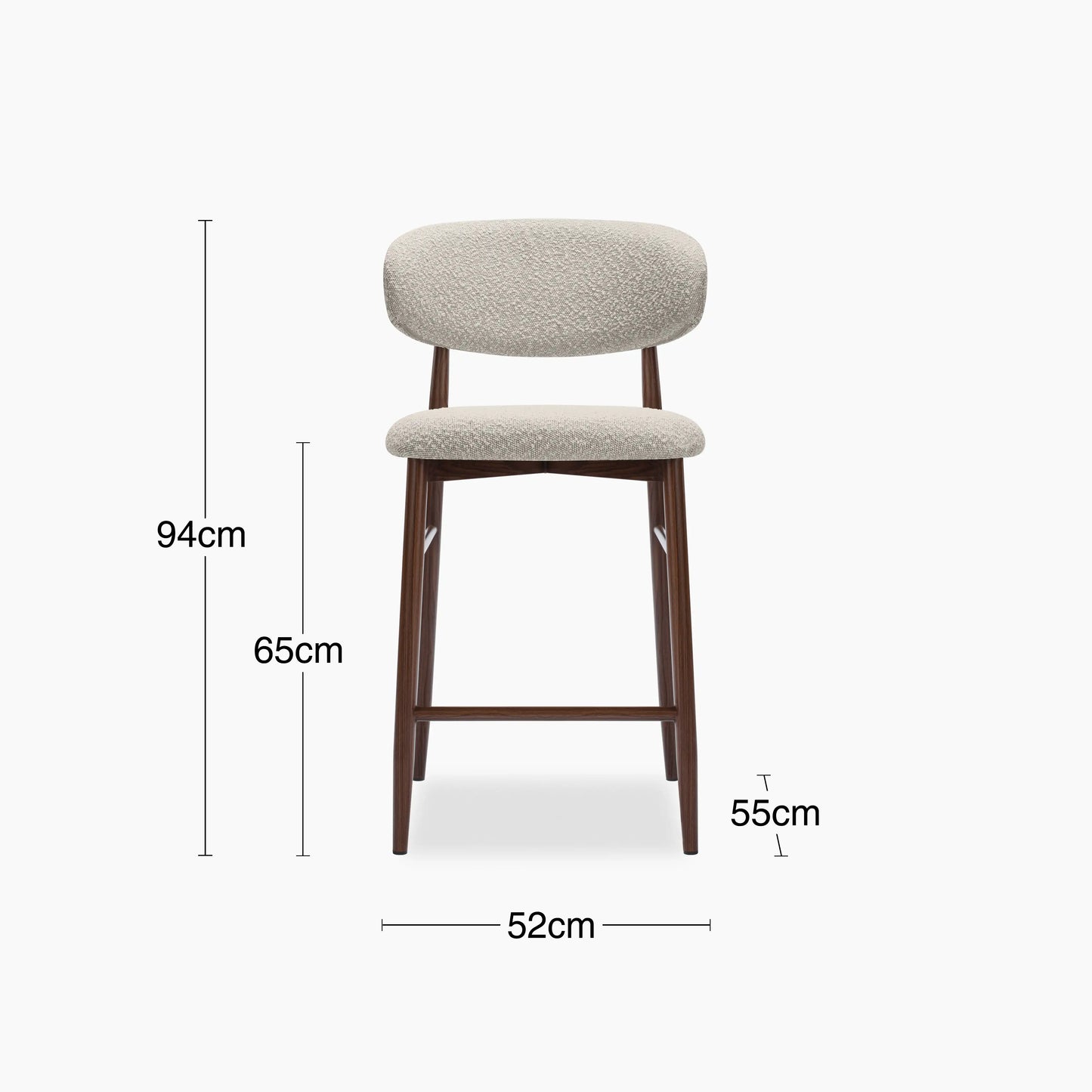 Halston Kitchen Stool | Speckled Stone Sustainable Boucle & Walnut