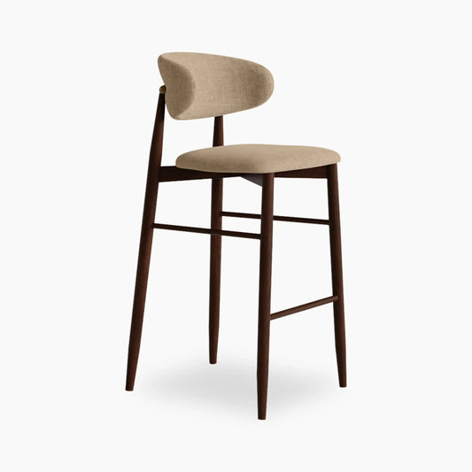Halston Bar Stool | Latte Sustainable Fabric & Walnut