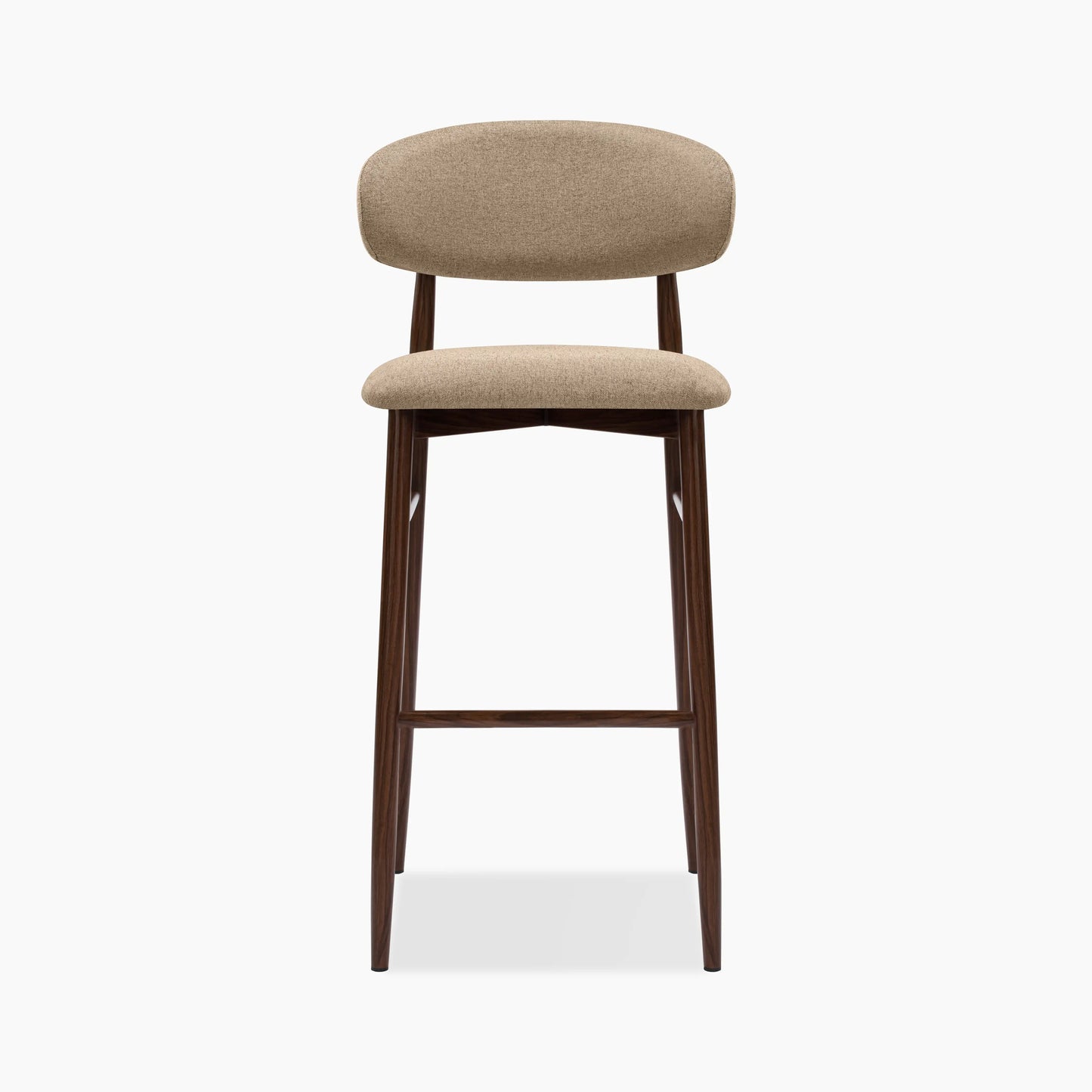 Halston Bar Stool | Latte Sustainable Fabric & Walnut