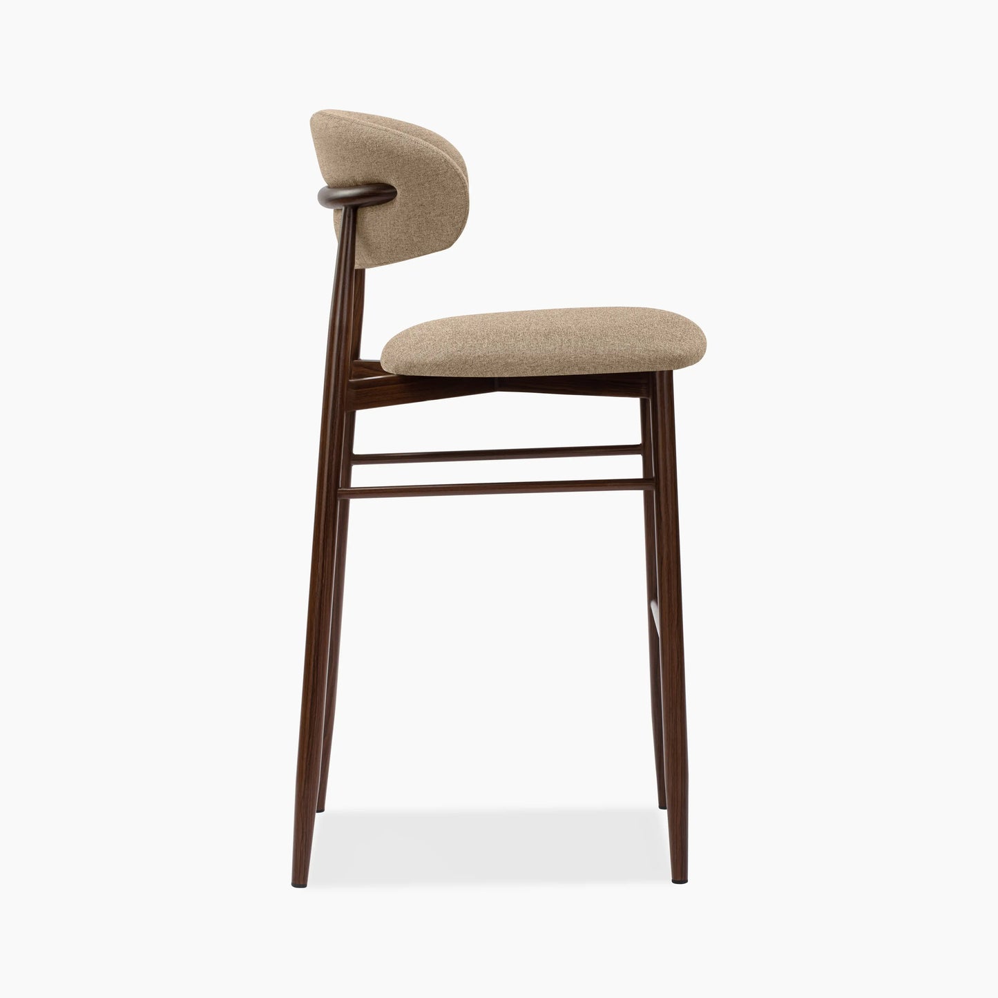 Halston Bar Stool | Latte Sustainable Fabric & Walnut