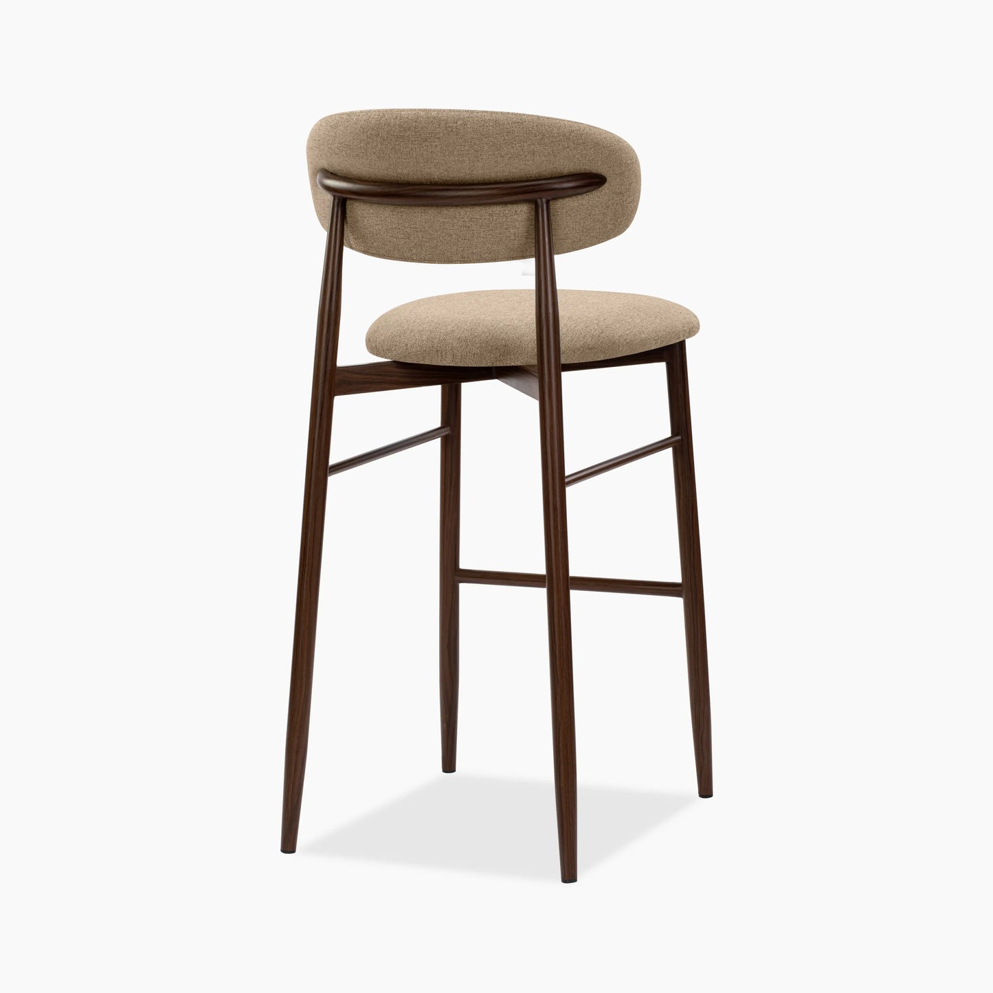 Halston Bar Stool | Latte Sustainable Fabric & Walnut