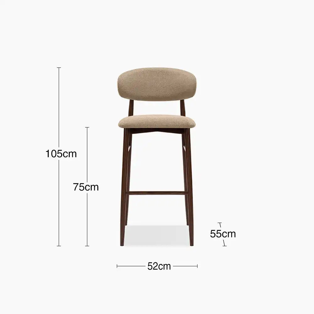 Halston Bar Stool | Latte Sustainable Fabric & Walnut