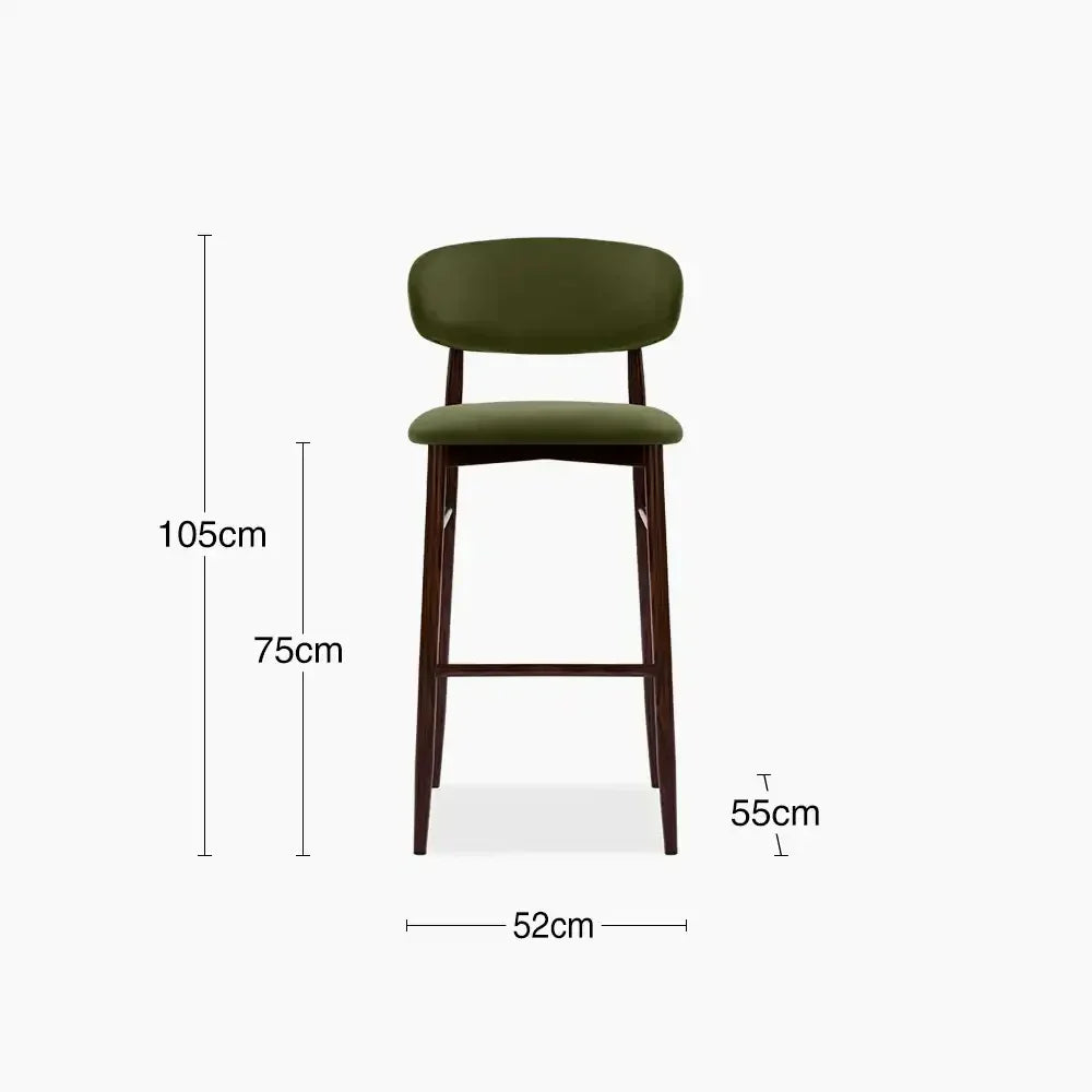 Halston Bar Stool | Olive Green Sustainable Velvet & Walnut