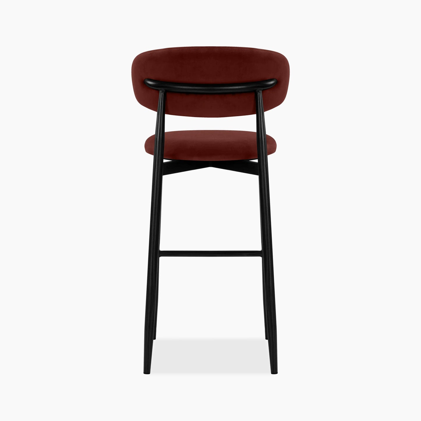 Halston Bar Stool | Rust Red Sustainable Velvet & Black