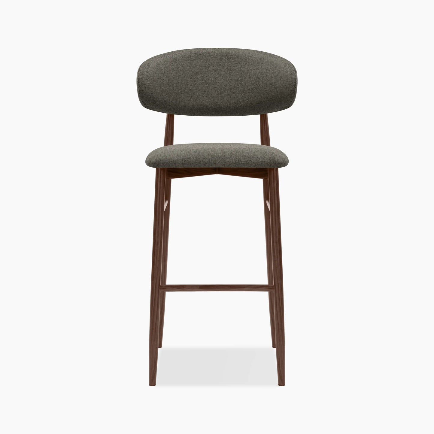 Halston Bar Stool | Speckled Grey Sustainable Fabric & Walnut