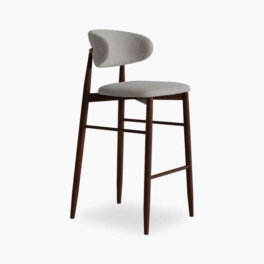 Halston Bar Stool | Speckled Stone Sustainable Boucle & Walnut