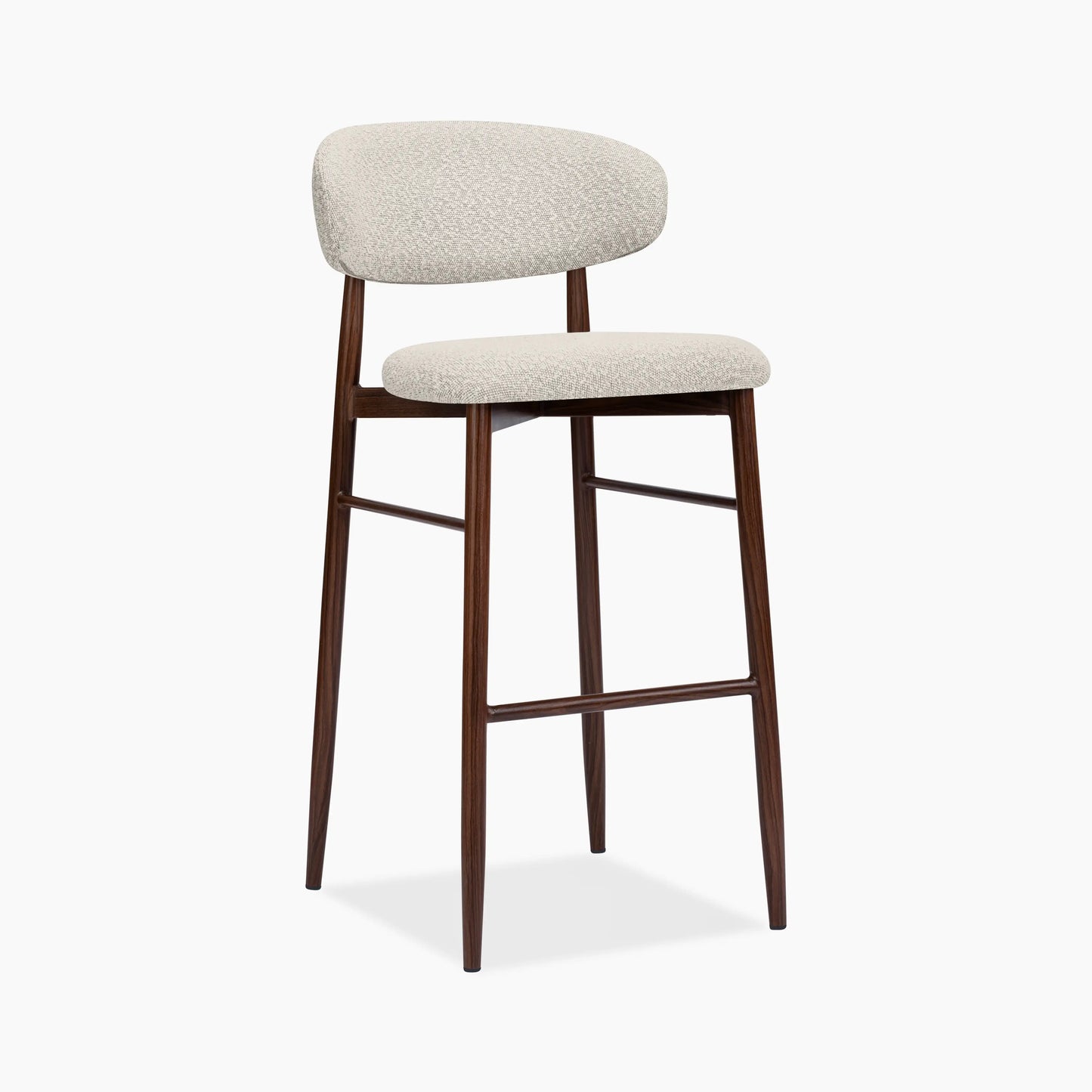 Halston Bar Stool | Speckled Stone Sustainable Boucle & Walnut