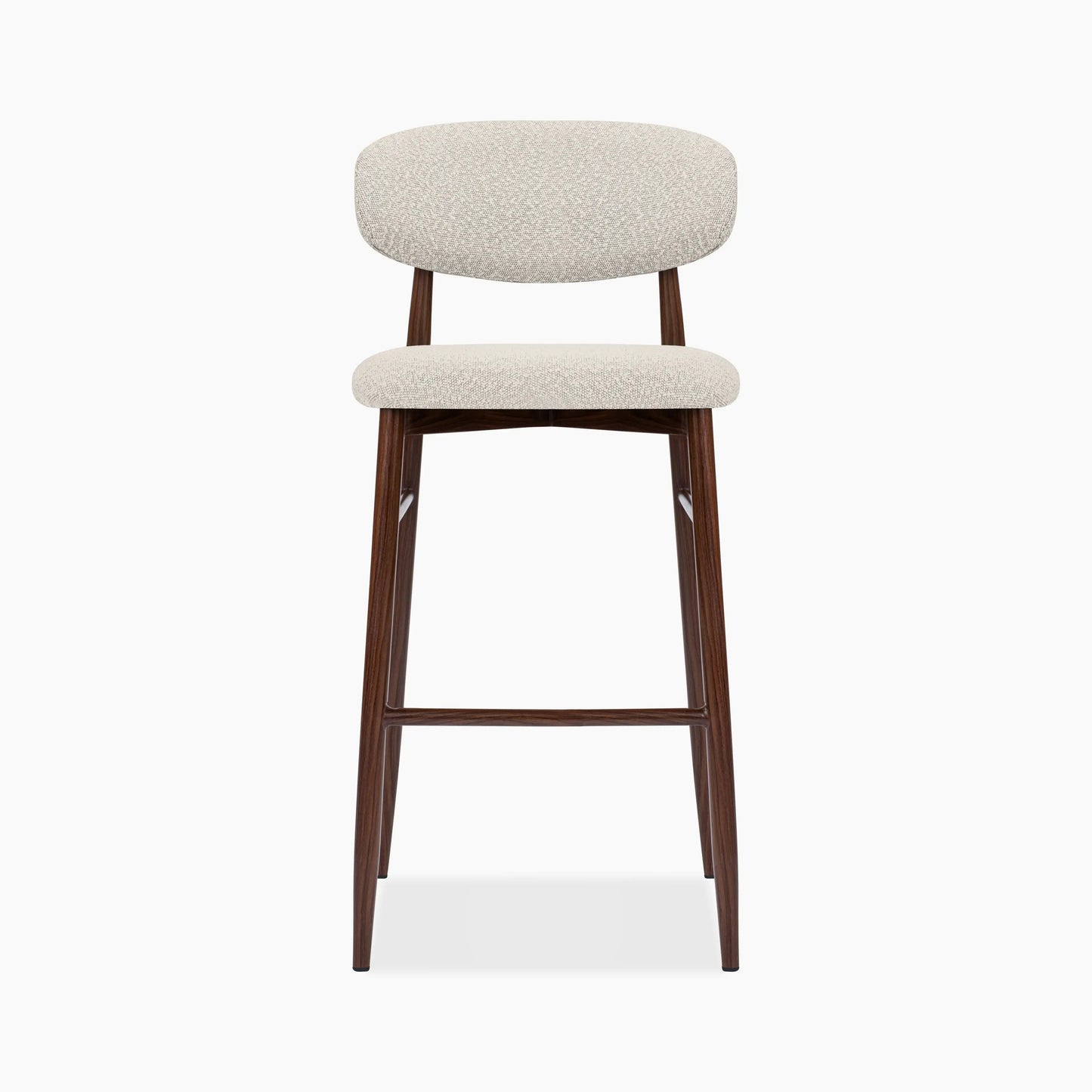Halston Bar Stool | Speckled Stone Sustainable Boucle & Walnut