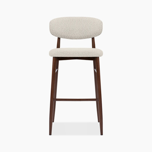 Halston Bar Stool | Speckled Stone Sustainable Boucle & Walnut