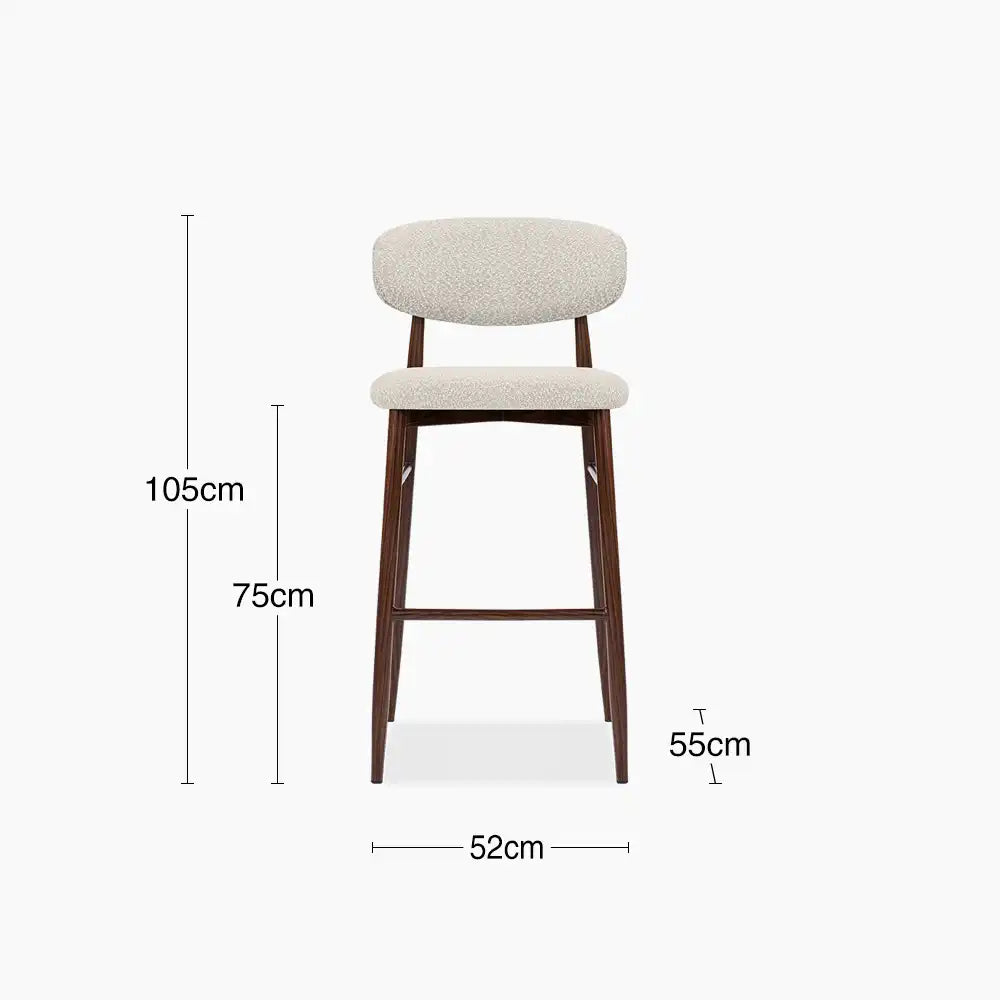 Halston Bar Stool | Speckled Stone Sustainable Boucle & Walnut