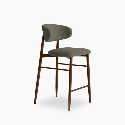 Halston Kitchen Stool | Speckled Grey Sustainable Fabric & Walnut