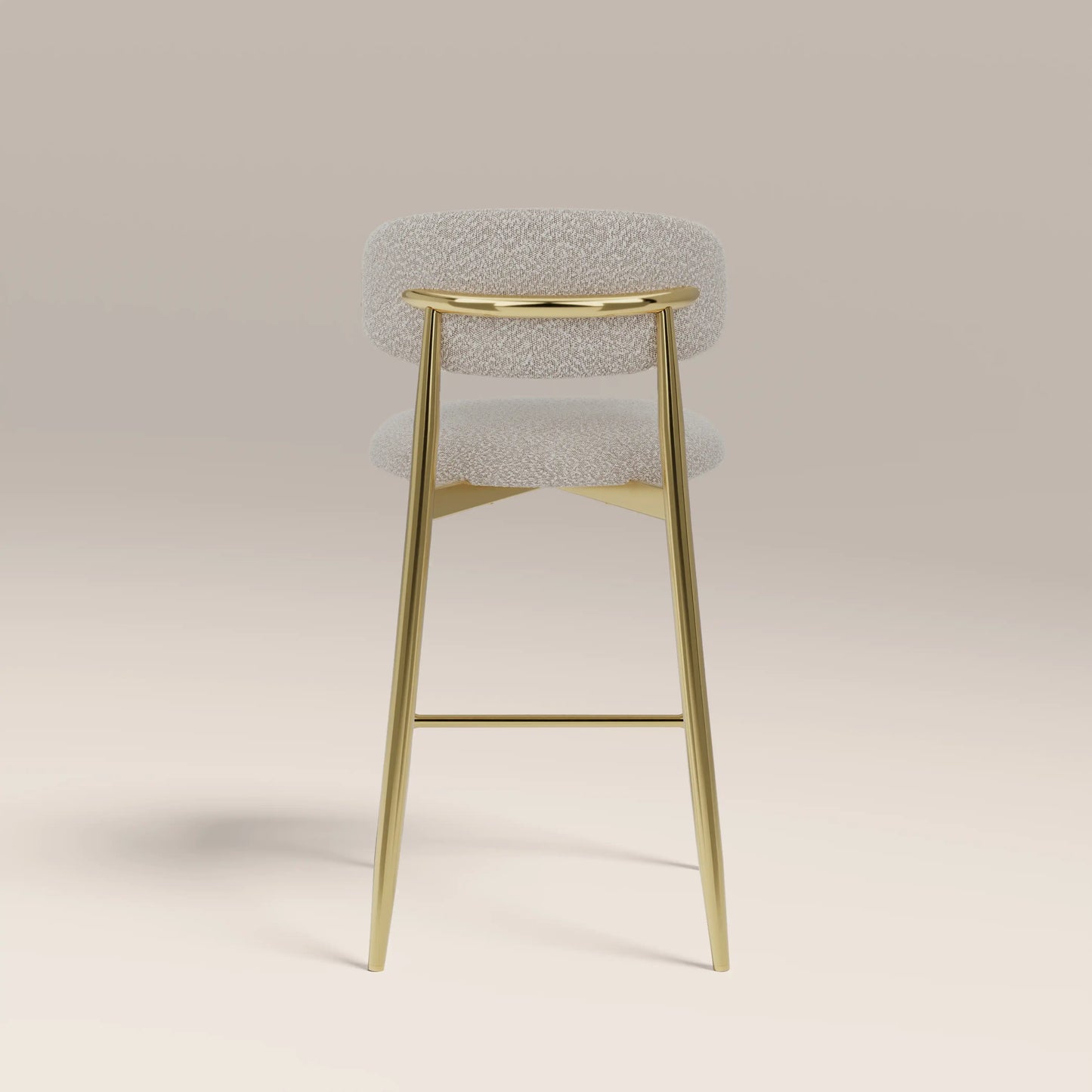 Halston Kitchen Stool | Speckled Stone Sustainable Boucle & Brass