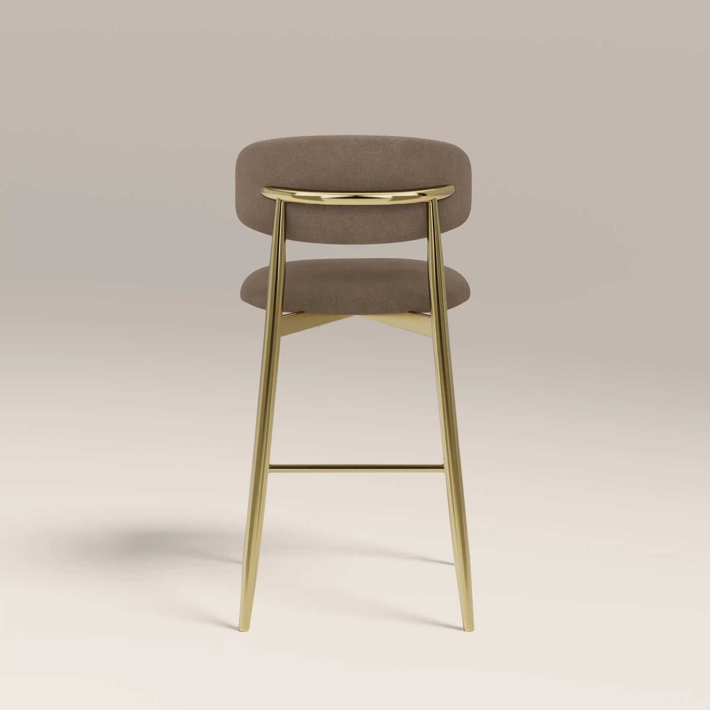 Halston Kitchen Stool | Truffle Brown Sustainable Mohair Velvet & Brass