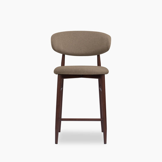 Halston Kitchen Stool | Truffle Brown Sustainable Mohair Velvet & Walnut