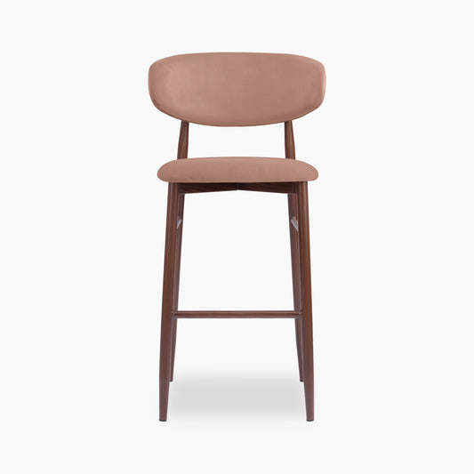 Halston Bar Stool | Blush Pink Sustainable Velvet & Walnut
