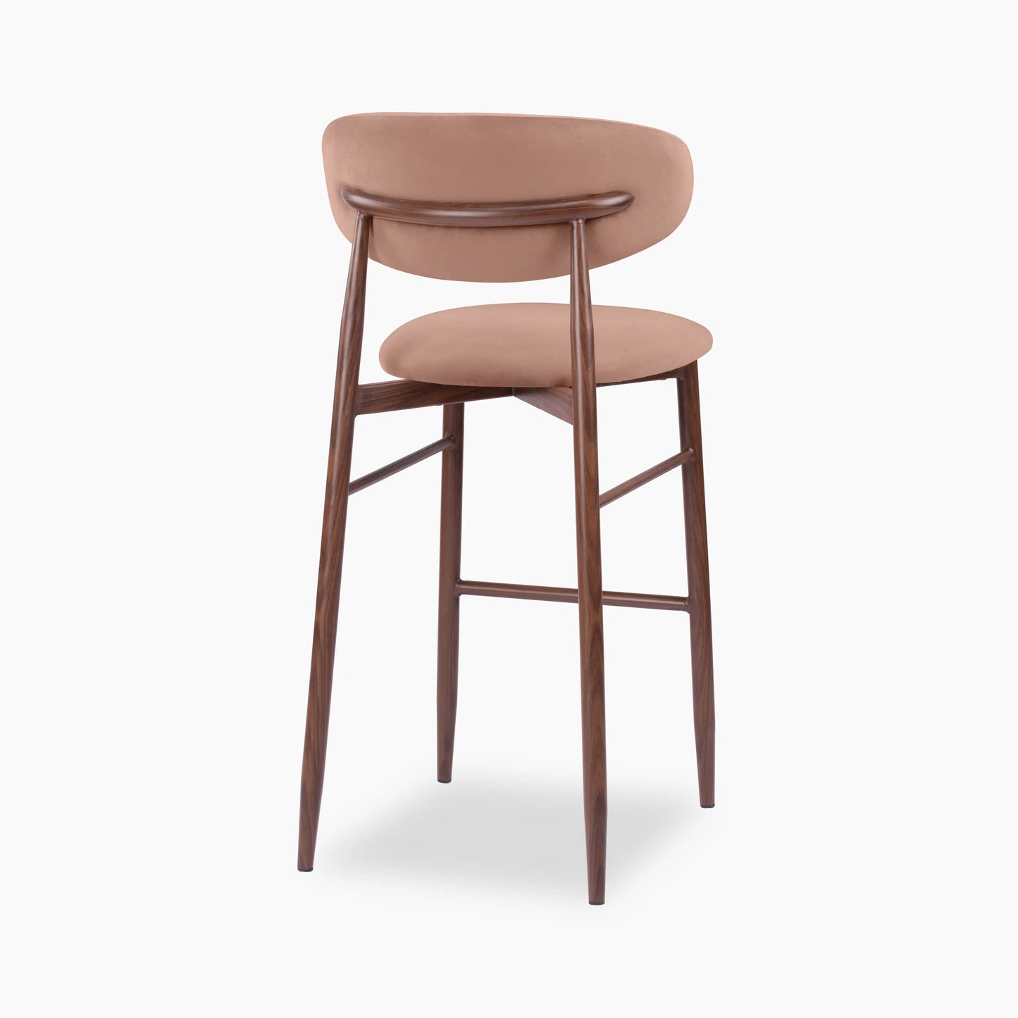 Halston Bar Stool | Blush Pink Sustainable Velvet & Walnut
