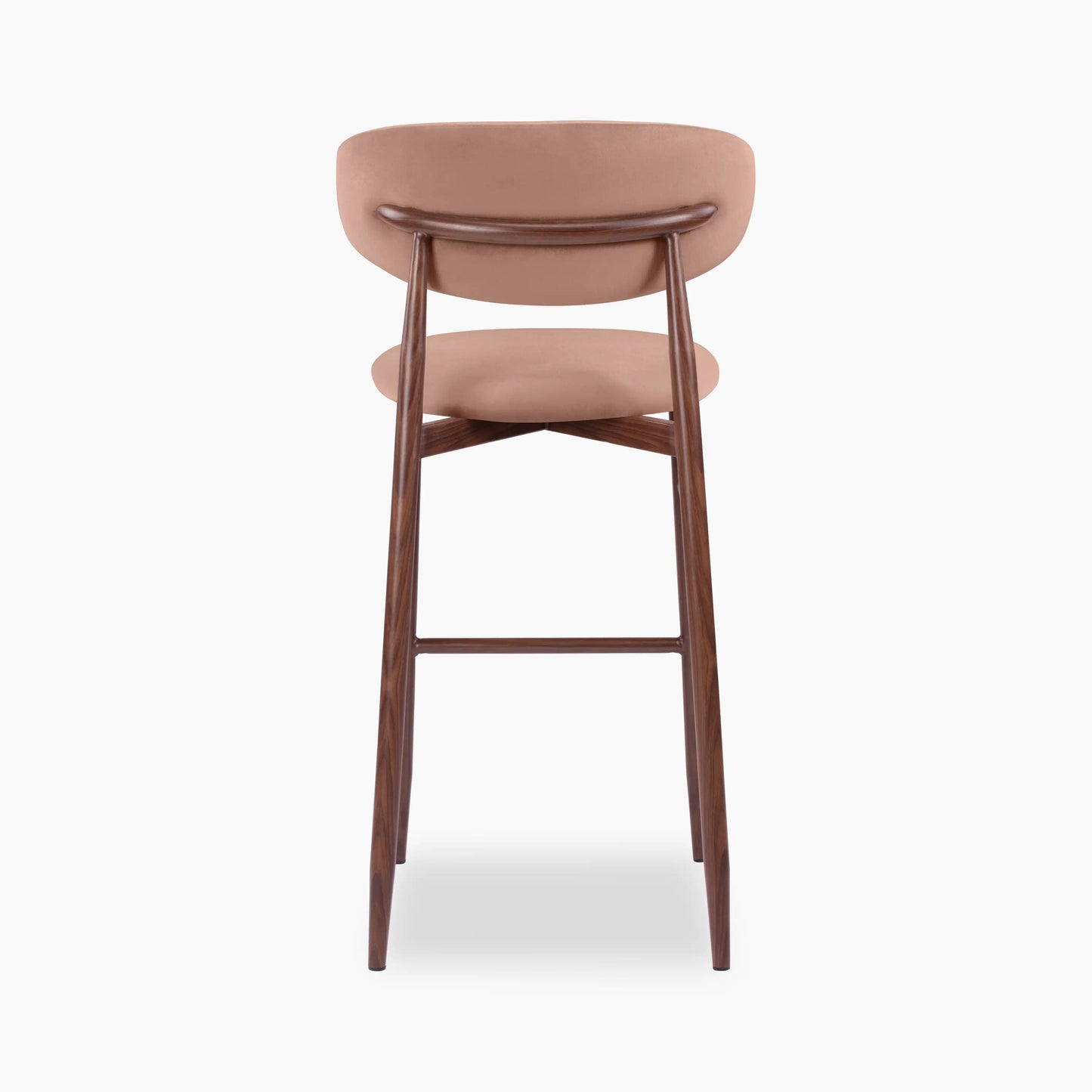 Halston Bar Stool | Blush Pink Sustainable Velvet & Walnut