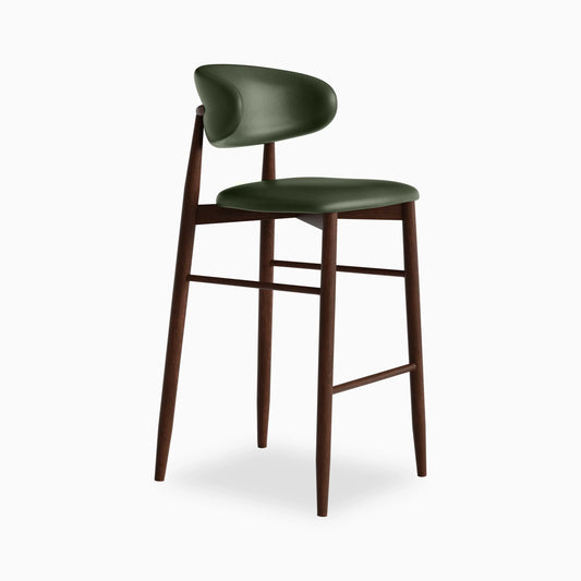 Halston Bar Stool | Vintage Green & Walnut