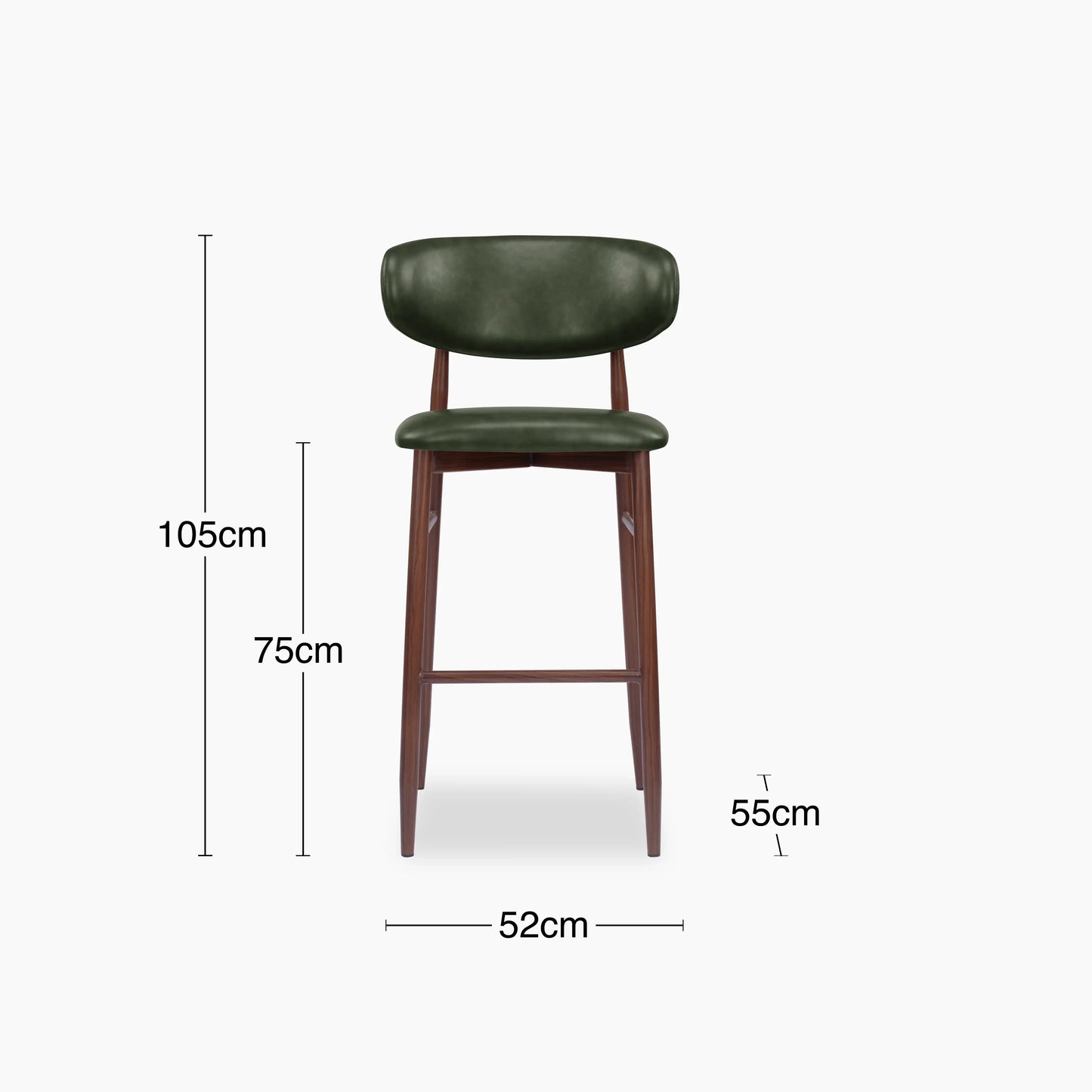 Halston Bar Stool | Vintage Green & Walnut