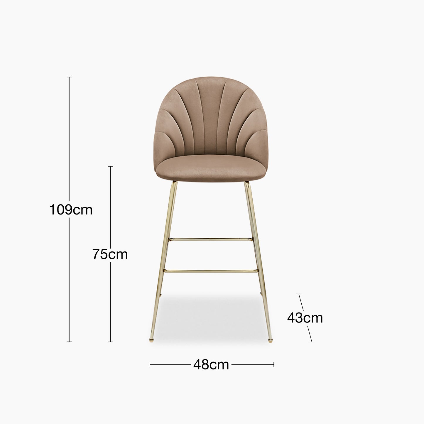 Sylvia Bar Stool | Taupe Sustainable Velvet