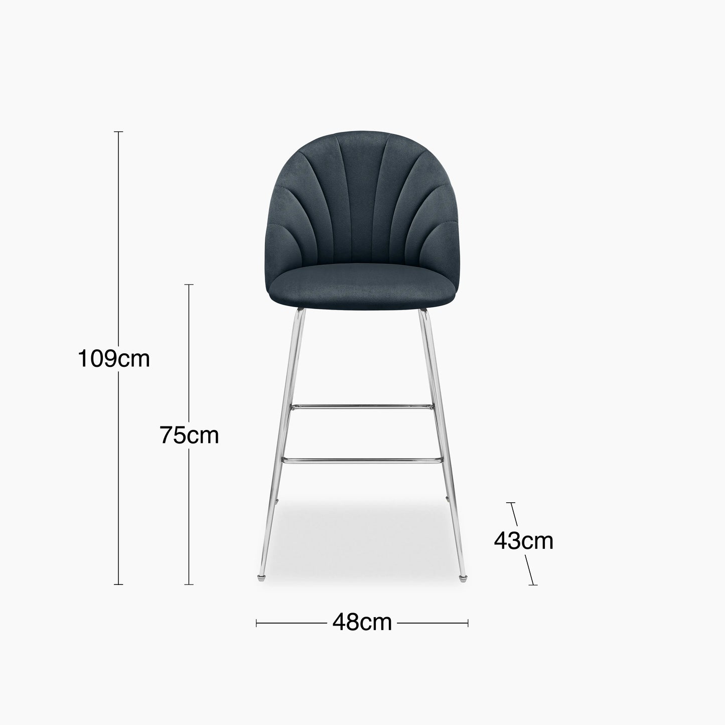 Sylvia Bar Stool | Ink Grey Sustainable Velvet