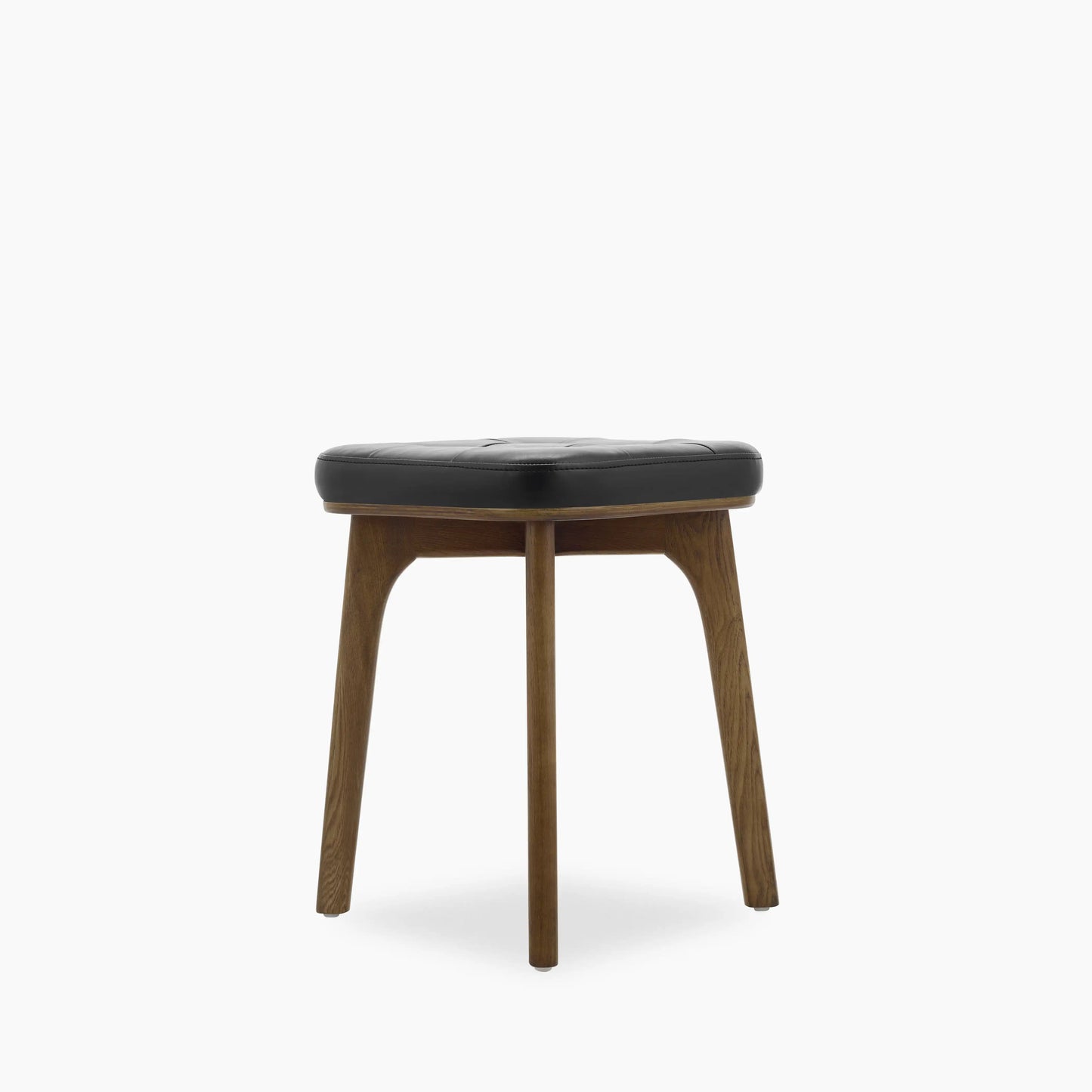 Winchester Low Stool | Vintage Black Faux Leather & Walnut