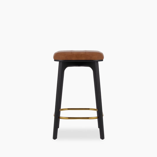 Winchester Kitchen Stool | Tan Faux Leather & Black