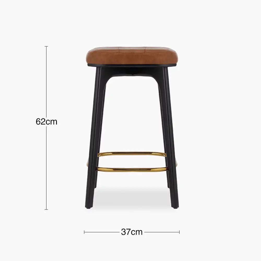 Winchester Kitchen Stool | Tan Faux Leather & Black