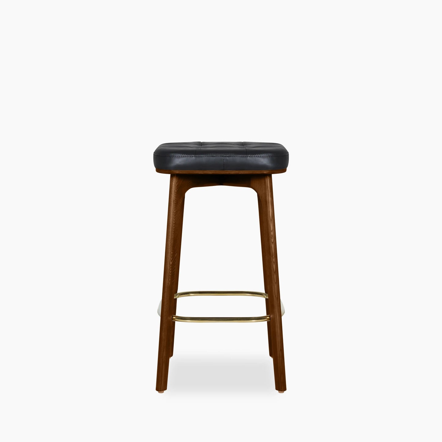 Winchester Kitchen Stool | Vintage Black Faux Leather & Walnut