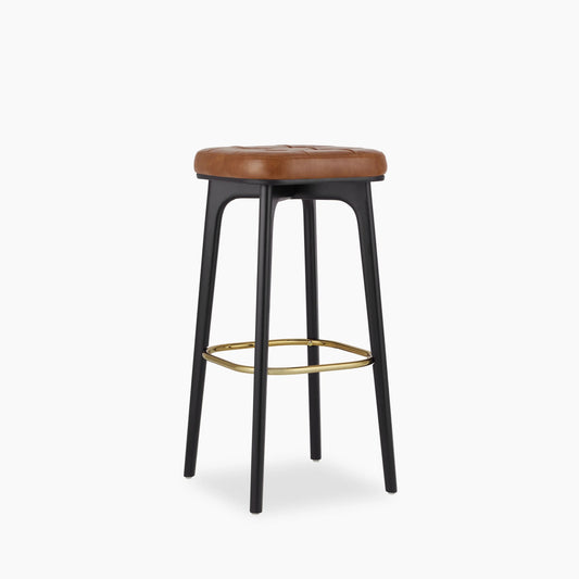 Winchester Bar Stool | Tan Faux Leather & Black