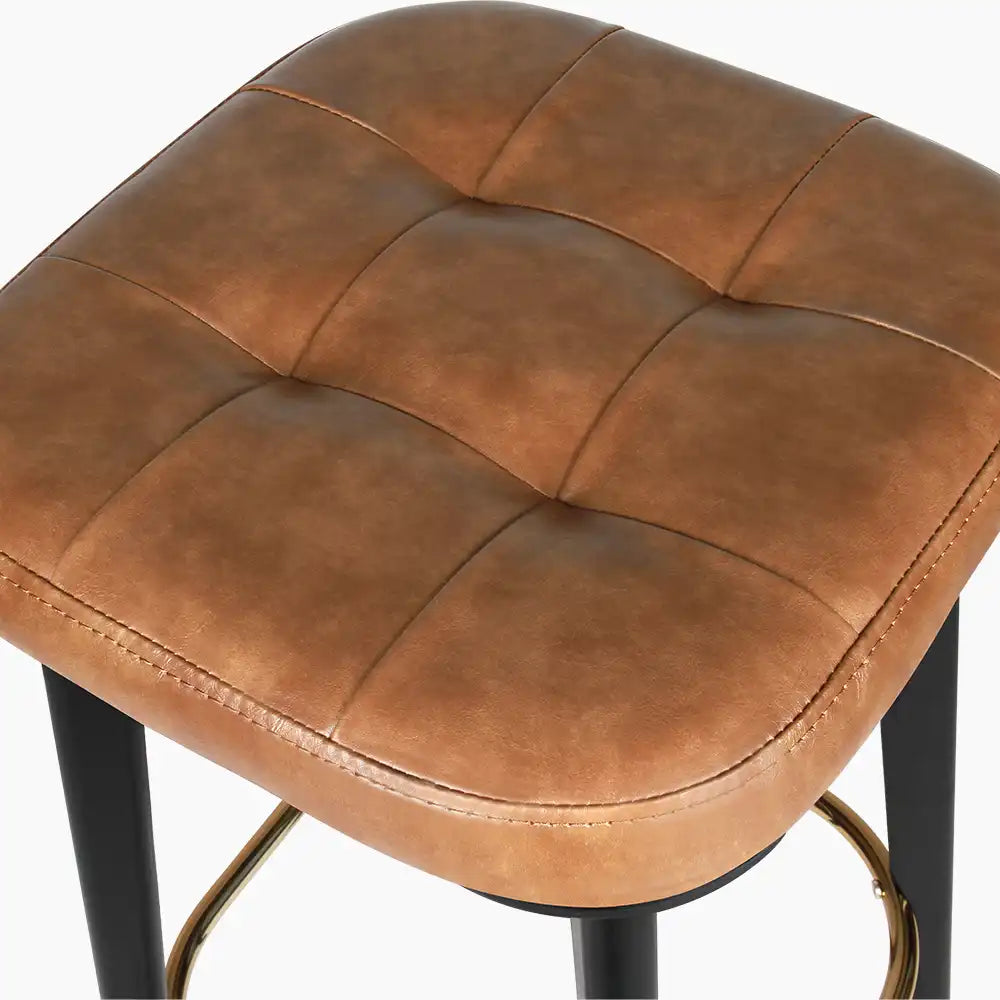 Winchester Bar Stool | Tan Faux Leather & Black