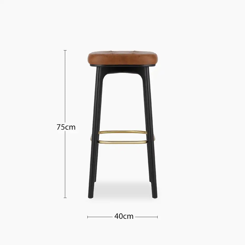 Winchester Bar Stool | Tan Faux Leather & Black
