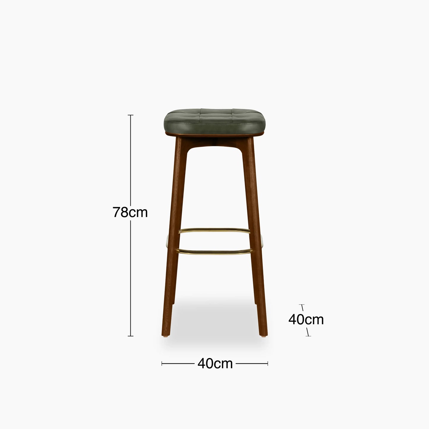 Winchester Bar Stool | Vintage Green Faux Leather & Walnut