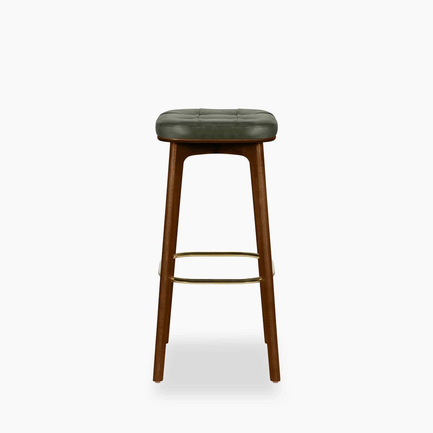 Winchester Bar Stool | Vintage Green Faux Leather & Walnut