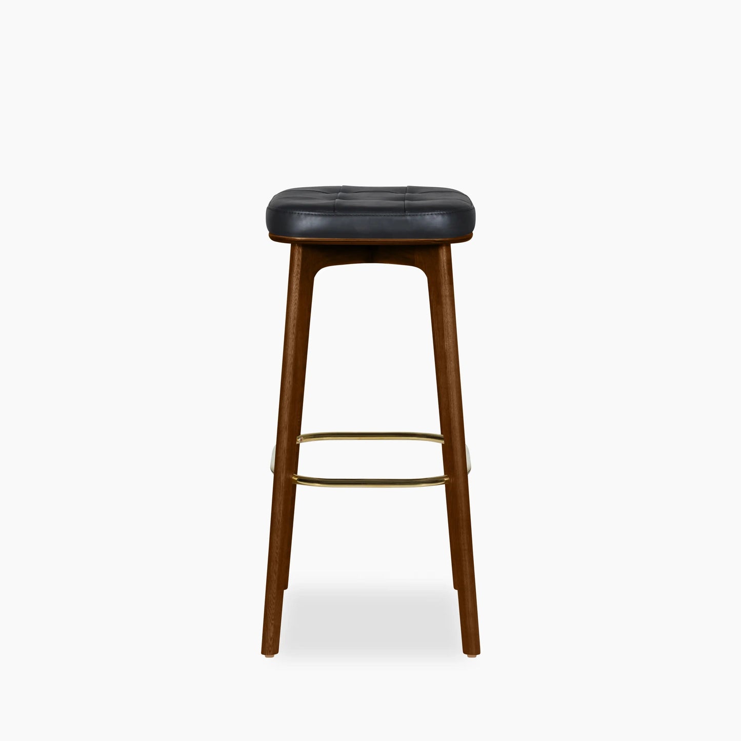 Winchester Bar Stool | Vintage Black Faux Leather & Walnut