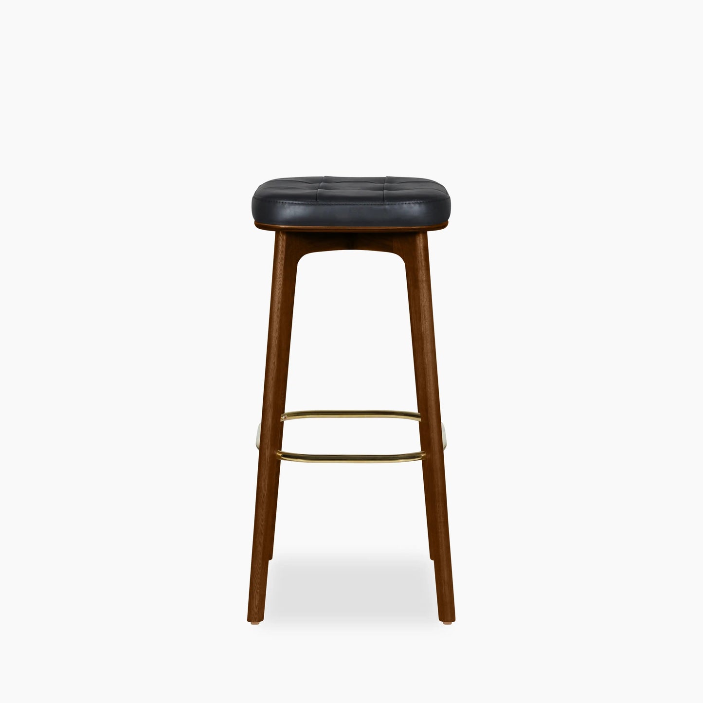 Winchester Bar Stool | Vintage Black Faux Leather & Walnut