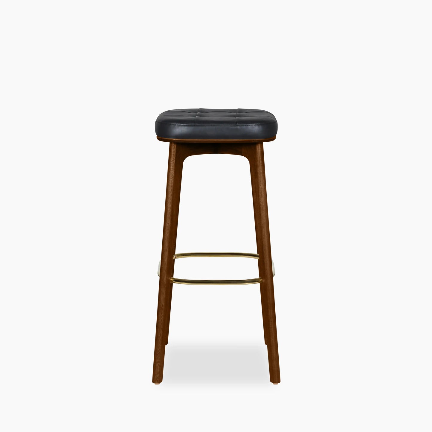 Winchester Bar Stool | Vintage Black Faux Leather & Walnut