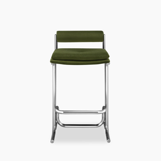 Wilbur Kitchen Stool | Olive Green Sustainable Velvet & Chrome