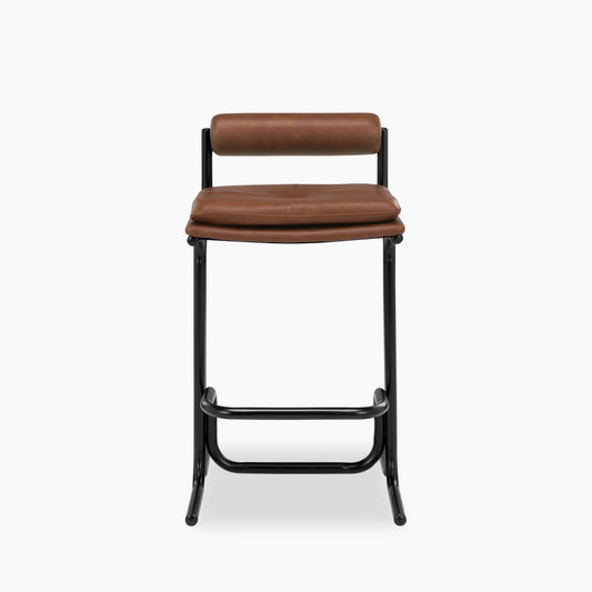 Wilbur Kitchen Stool | Vintage Tan Faux Leather & Black
