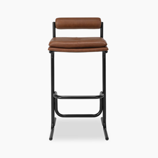 Wilbur Bar Stool | Vintage Tan Faux Leather & Black