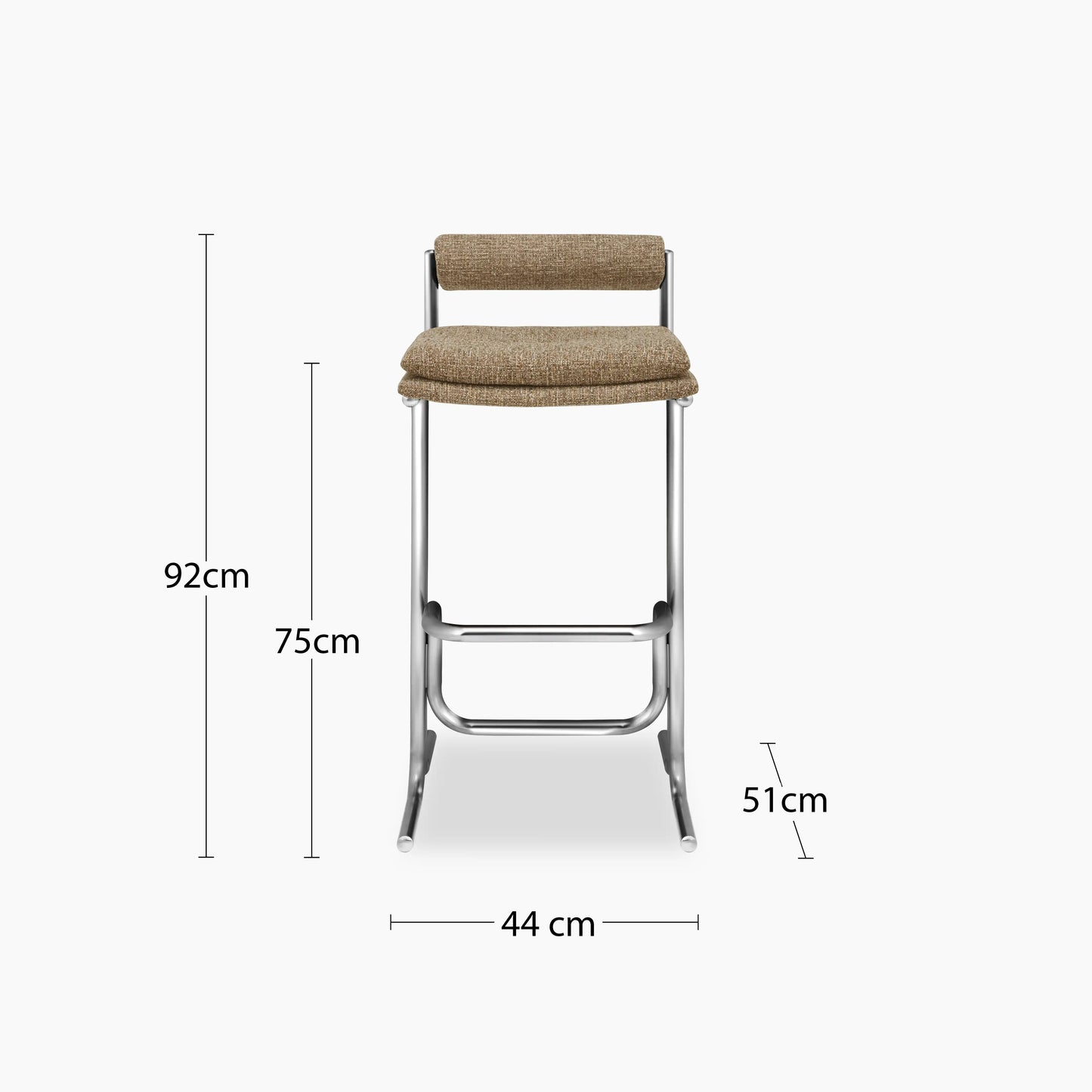 Wilbur Bar Stool | Speckled Cappuccino Boucle & Chrome