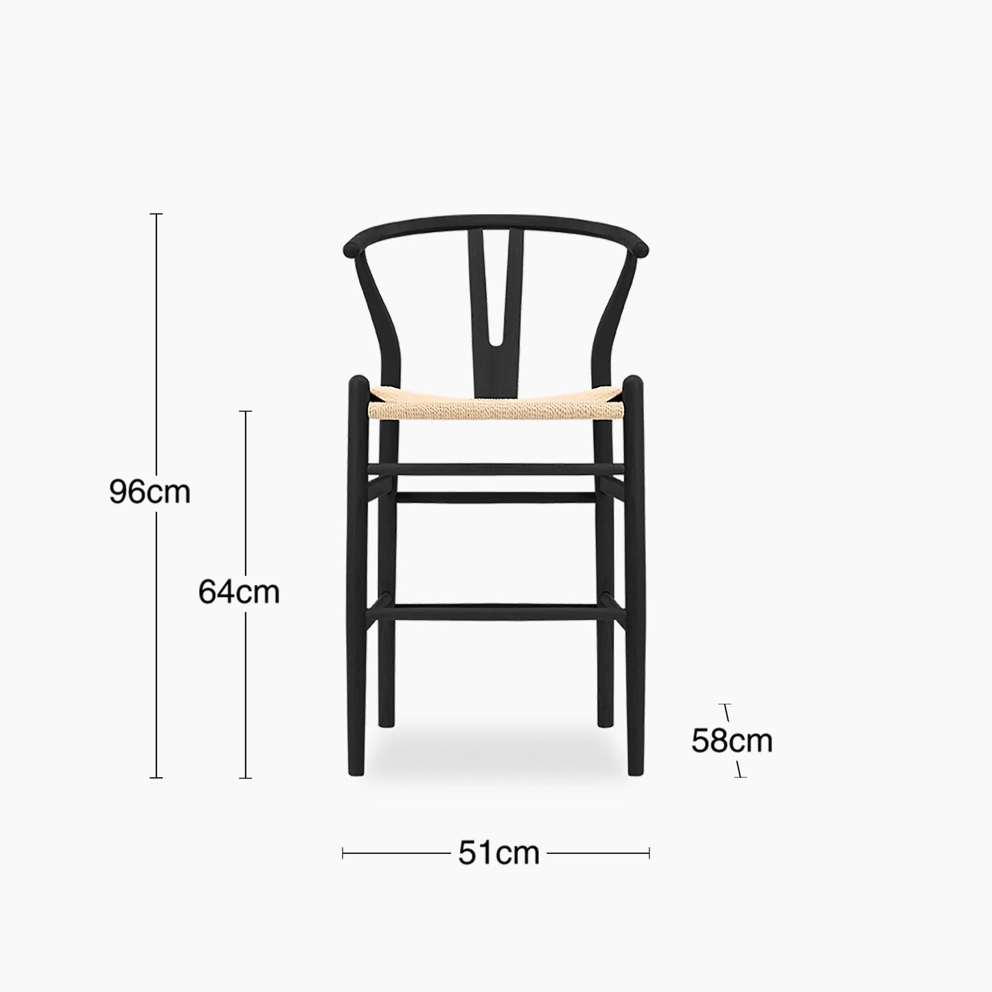 Wish Wooden Kitchen Stool | Natural Weave & Black