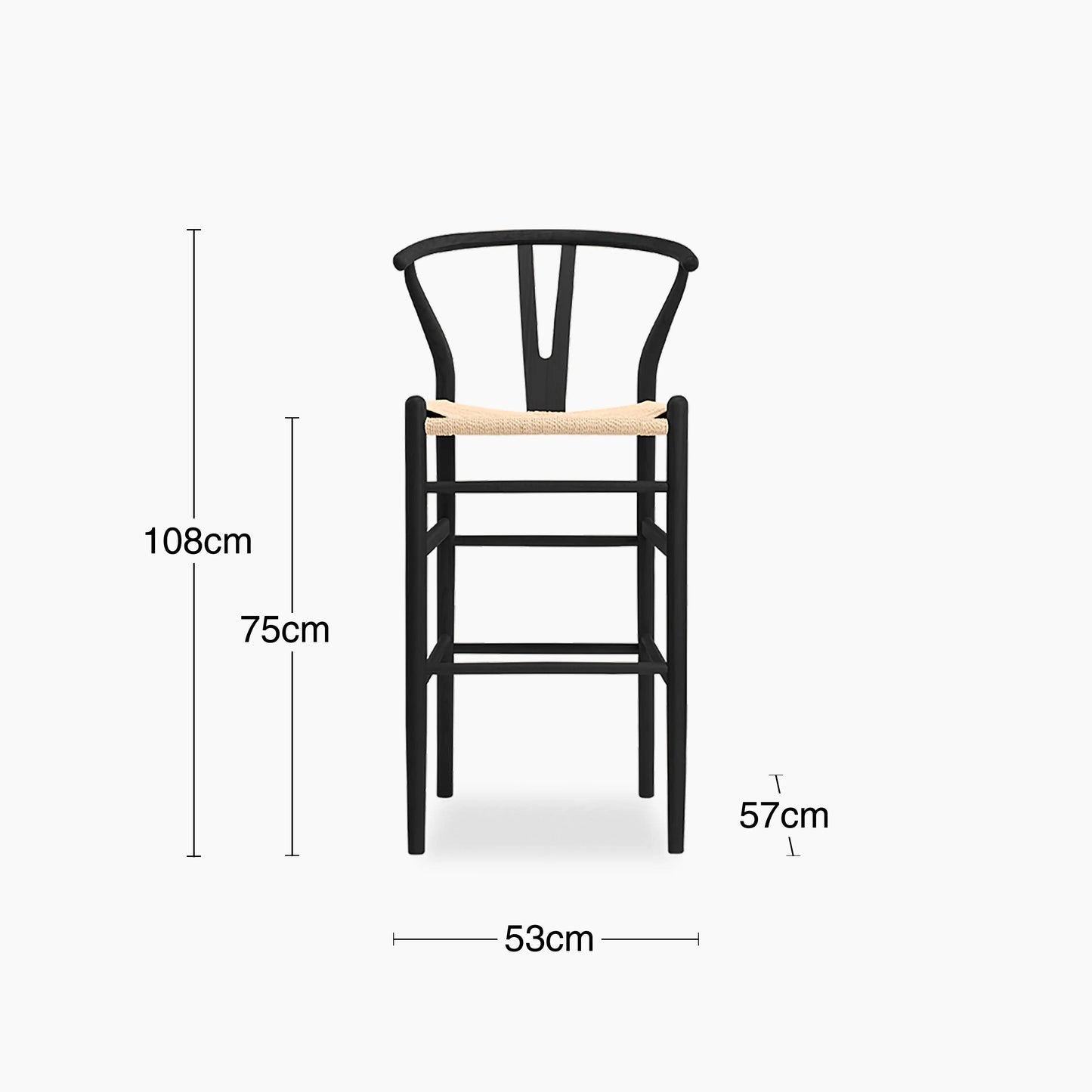 Wish Wooden Bar Stool | Natural Weave & Black