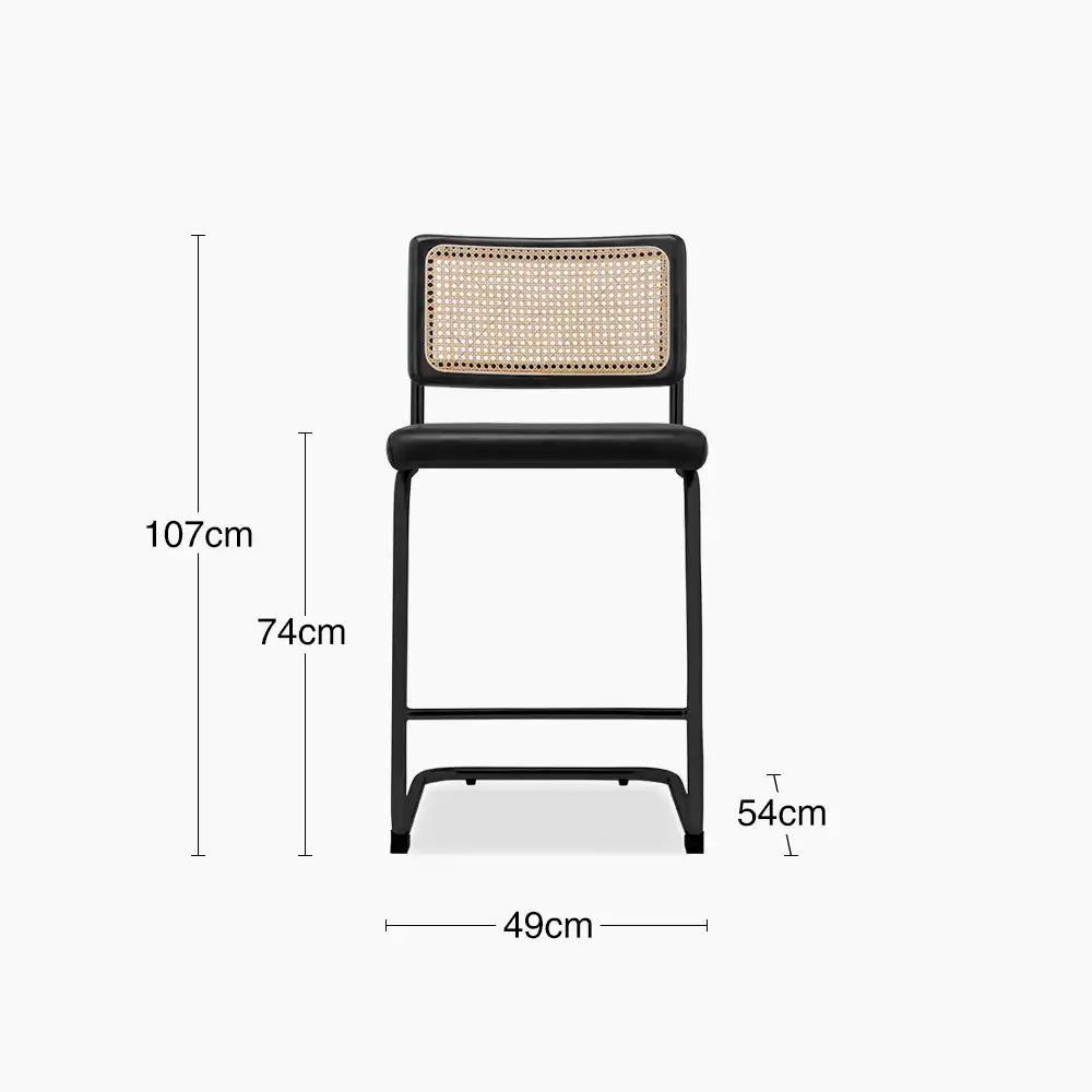 Kenton Kitchen Stool | Vintage Black Faux Leather & Black