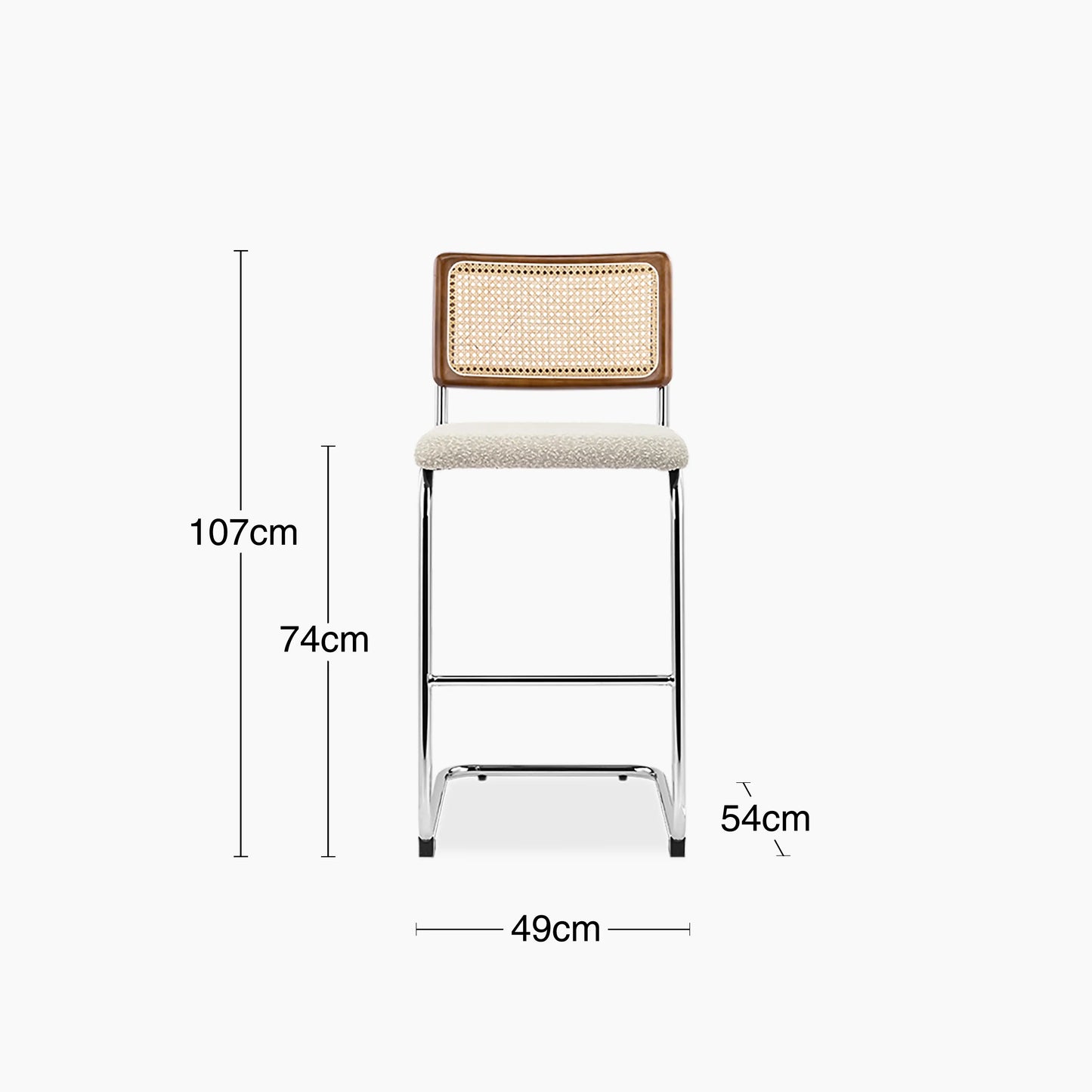 Kenton Bar Stool | Speckled Stone Sustainable Boucle & Light Walnut
