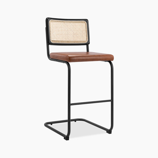 Kenton Bar Stool | Vintage Tan Faux Leather & Black