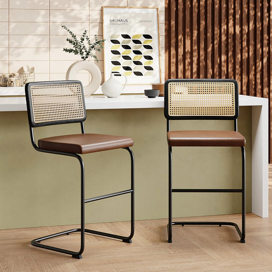 Kenton Bar Stool | Vintage Tan Faux Leather & Black
