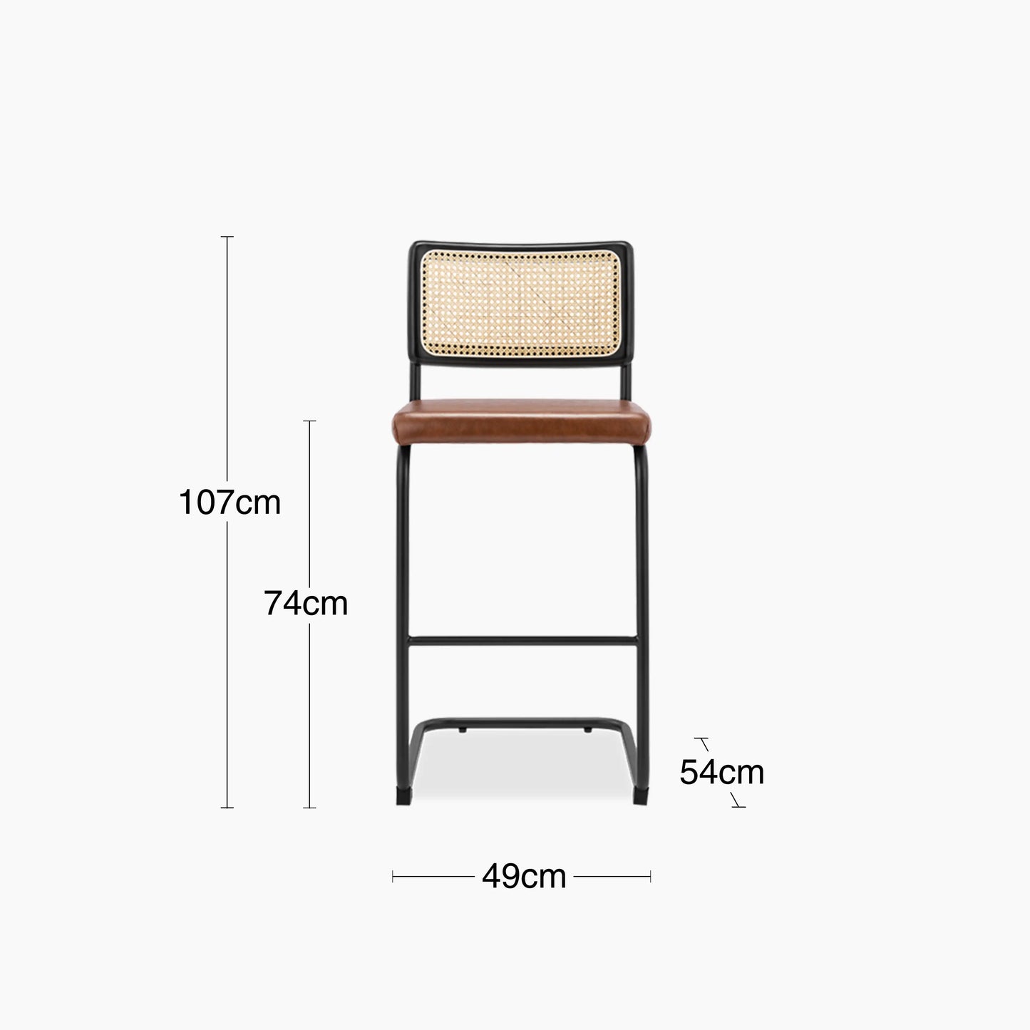 Kenton Bar Stool | Vintage Tan Faux Leather & Black