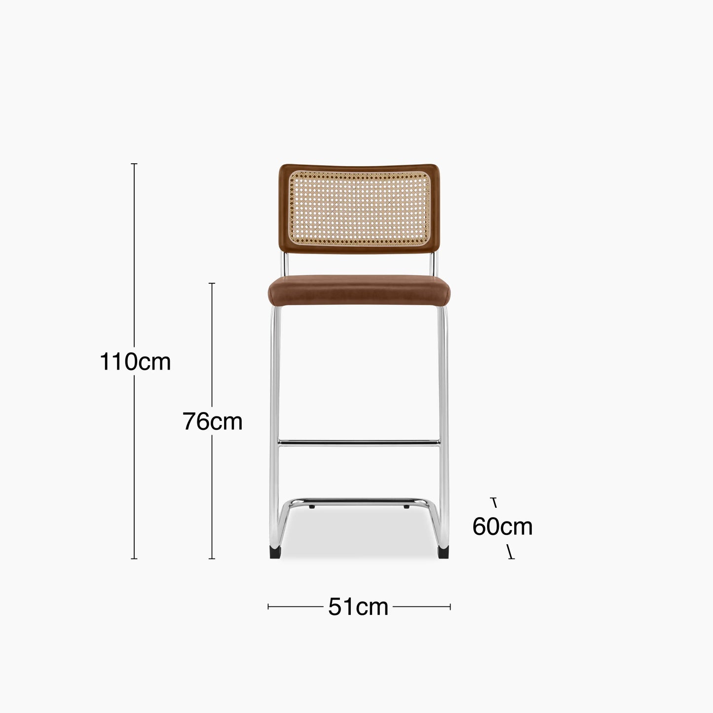 Kenton Bar Stool | Vintage Tan Faux Leather & Chrome